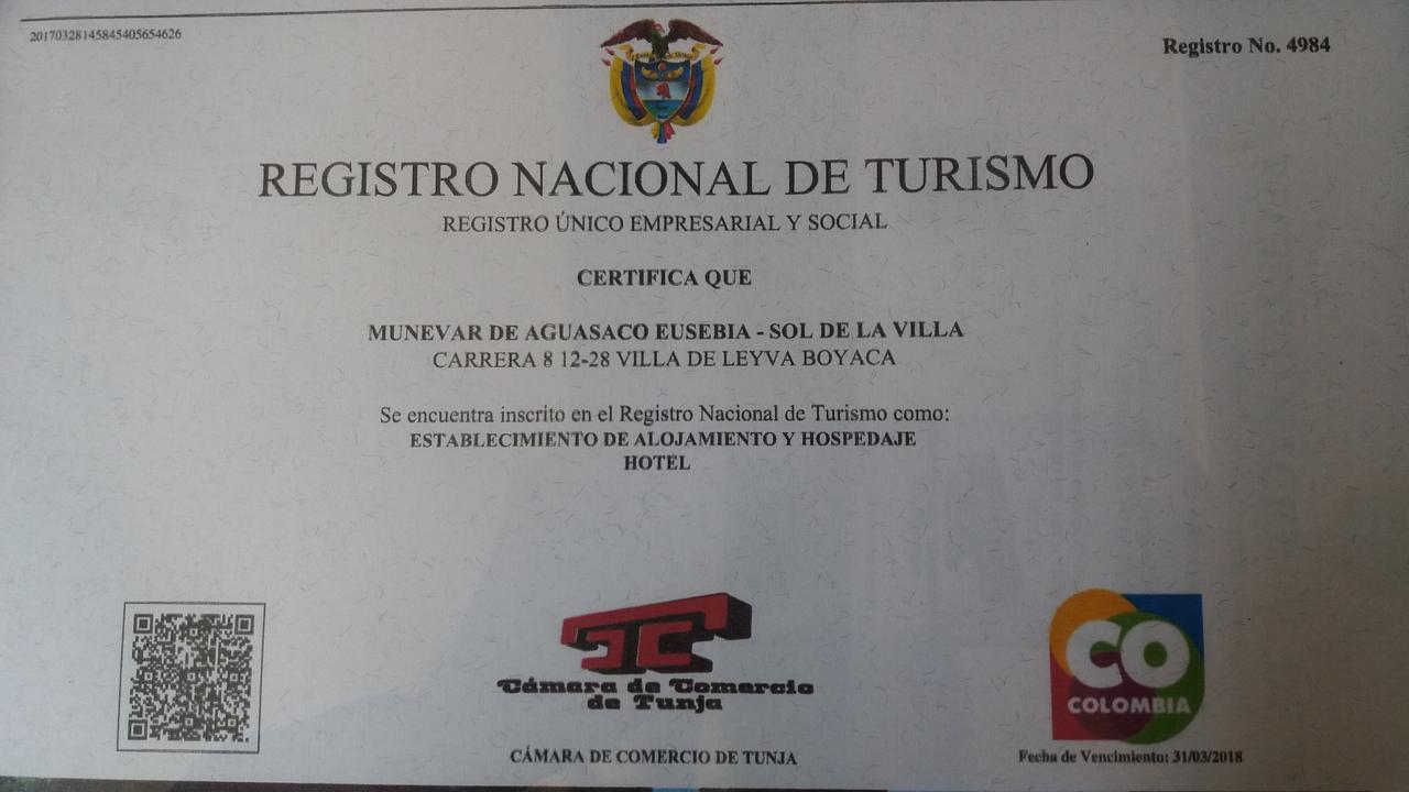 Hotel Sol de la Villa Villa de Leyva Esterno foto